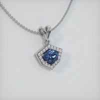 1.84 Ct. Blue Sapphire Pendant, 14K White Gold 2