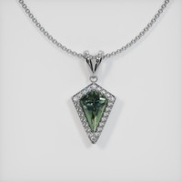 2.18 Ct. Green Sapphire Pendant, 14K White Gold 1