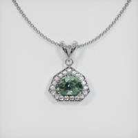 1.20 Ct. Green Sapphire Pendant, 14K White Gold 1