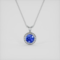 3.15 Ct. Blue Sapphire Pendant, 18K White Gold 1