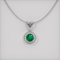 0.77 Ct. Emerald Pendant, 18K White Gold 1