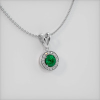 0.77 Ct. Emerald Pendant, 18K White Gold 2