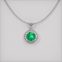 0.76 Ct. Emerald  Pendant - 18K White Gold