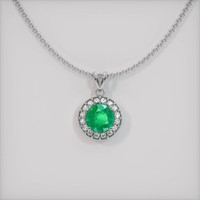 0.76 Ct. Emerald Pendant, 18K White Gold 1