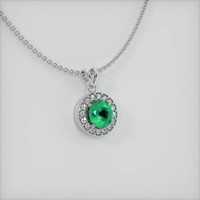 0.76 Ct. Emerald Pendant, 18K White Gold 2