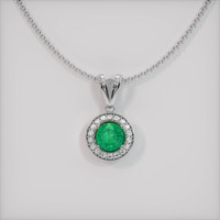 0.99 Ct. Emerald Pendant, 18K White Gold 1