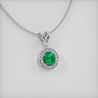 0.99 Ct. Emerald Pendant, 18K White Gold 2