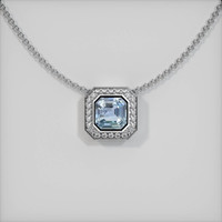 1.58 Ct. Blue Sapphire Pendant, 14K White Gold 1