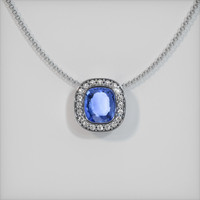 2.20 Ct. Sapphire Pendant, 14K White Gold 1