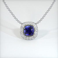 0.68 Ct. Blue Sapphire Pendant, 14K White Gold 1
