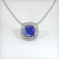 0.69 Ct. Blue Sapphire Pendant, 14K White Gold 1