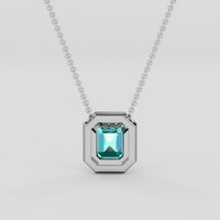 1.00 Ct. Bluish Green Beryl Pendant, 14K White Gold 4