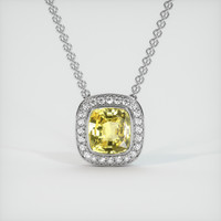 4.03 Ct. Yellow Sapphire Pendant, 14K White Gold 1