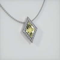 3.20 Ct. Yellowish Green Sapphire Pendant, 14K White Gold 2