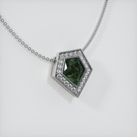 3.44 Ct. Bluish Green Sapphire Pendant, 14K White Gold 2