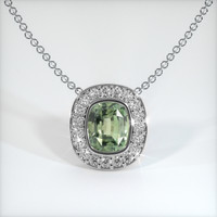 1.42 Ct. Yellowish Green Sapphire Pendant, 14K White Gold 1