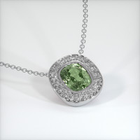 1.42 Ct. Yellowish Green Sapphire Pendant, 14K White Gold 3