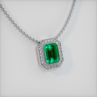 1.55 Ct. Emerald Pendant, 18K White Gold 2