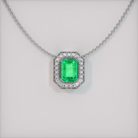 0.75 Ct. Emerald  Pendant - 18K White Gold