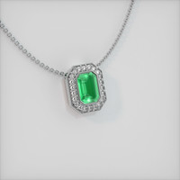 0.75 Ct. Emerald  Pendant - 18K White Gold