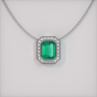 1.89 Ct. Emerald Pendant, 18K White Gold 1