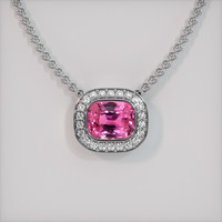 2.08 Ct. Pink Sapphire Pendant, 18K White Gold 1