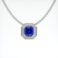 1.10 Ct. Blue Sapphire Pendant, 18K White Gold 1