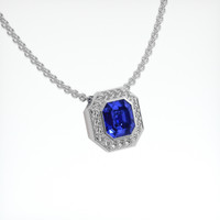 1.10 Ct. Blue Sapphire Pendant, 18K White Gold 2