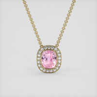 3.04 Ct. Pink Sapphire Pendant, 14K Yellow Gold 1