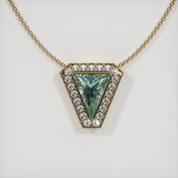 0.93 Ct. Bluish Green Sapphire Pendant, 14K Yellow Gold 1