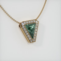 0.93 Ct. Bluish Green Sapphire Pendant, 14K Yellow Gold 2