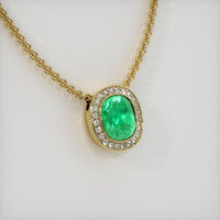 3.87 Ct. Emerald Pendant, 18K Yellow Gold 2