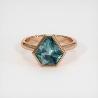 2.67 Ct. Greenish Blue Sapphire Ring, 14K Rose Gold 1