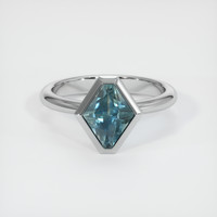 2.40 Ct. Bluish Green Sapphire Ring, 14K White Gold 1