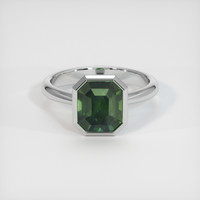 3.66 Ct. Green Sapphire Ring, 14K White Gold 1