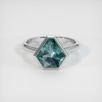 2.67 Ct. Greenish Blue Sapphire Ring, 14K White Gold 1
