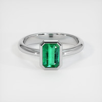 0.74 Ct. Emerald  Ring - 18K White Gold