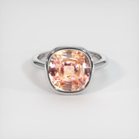 5.19 Ct. Padparadscha Sapphire Ring, 18K White Gold 1