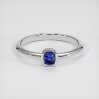 0.54 Ct. Blue Sapphire Ring, 18K White Gold 1