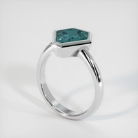 2.67 Ct. Greenish Blue Sapphire Ring, 18K White Gold 2