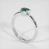 0.83 Ct. Bluish Green Sapphire Ring, 18K White Gold 2