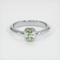0.95 Ct. Yellowish Green Sapphire Ring, 18K White Gold 1