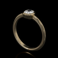 0.51 Ct. White Sapphire Ring, 14K Yellow Gold 2