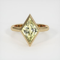 3.20 Ct. Yellowish Green Sapphire Ring, 14K Yellow Gold 1
