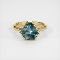 2.67 Ct. Greenish Blue Sapphire Ring, 14K Yellow Gold 1