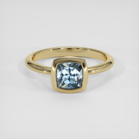1.00 Ct. Greyish Blue Spinel Ring, 18K Yellow Gold 1
