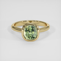 1.74 Ct. Yellowish Green Sapphire Ring, 18K Yellow Gold 1