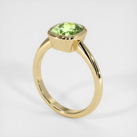 2.03 Ct. Yellowish Green Sapphire Ring, 18K Yellow Gold 2
