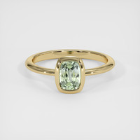 0.95 Ct. Yellowish Green Sapphire Ring, 18K Yellow Gold 1