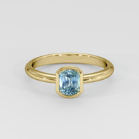 1.38 Ct. Greenish Blue Sapphire Ring, 18K Yellow Gold 1